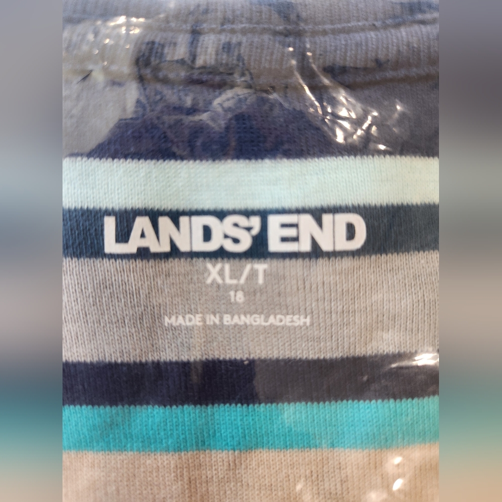Lands' End Women's Long Sleeve Blue Multi-Striped T-Shirt XL Tall New In… - Picture 4 of 4